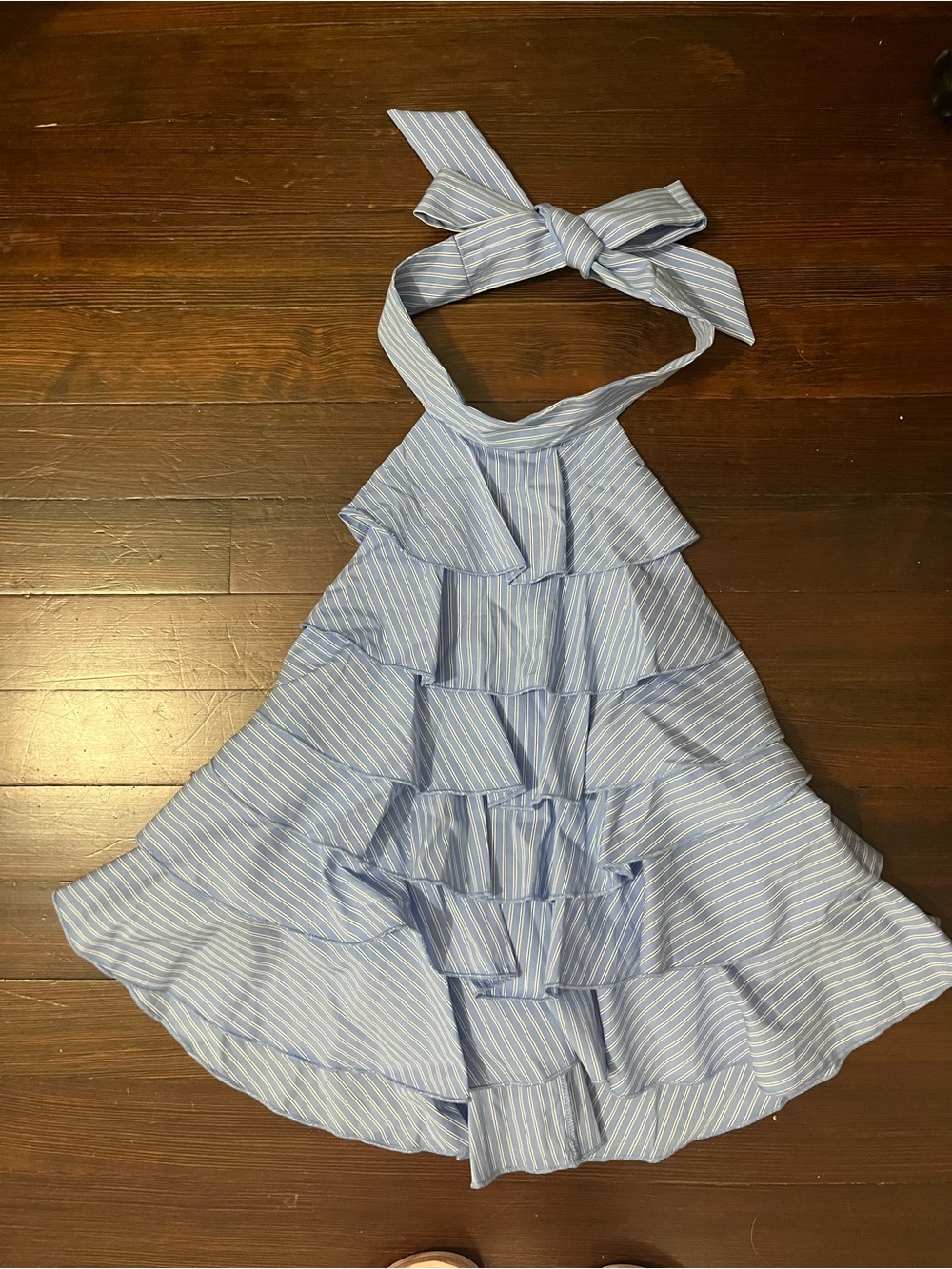 Zara blue and white striped halter tie top